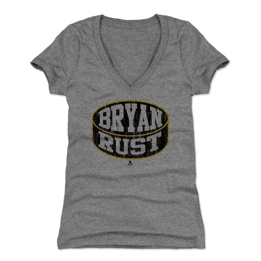 Bryan Rust Puck K Womens V-Neck T Shirt 500 Level Officially Licensed Fan Gear