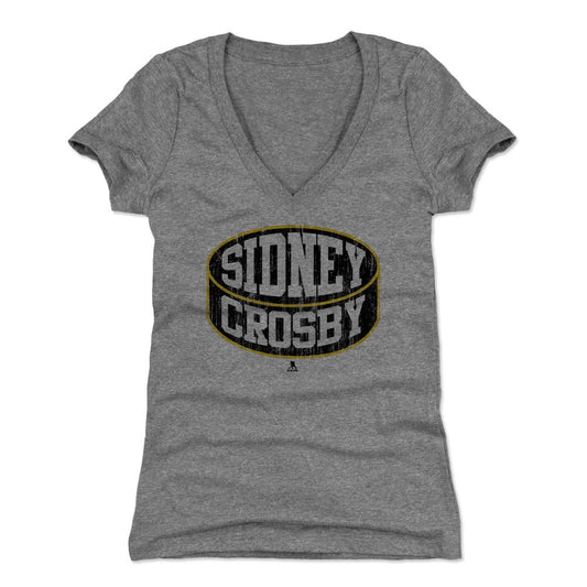 Sidney Crosby Puck K Womens V-Neck T Shirt 500 Level Officially Licensed Fan Gear