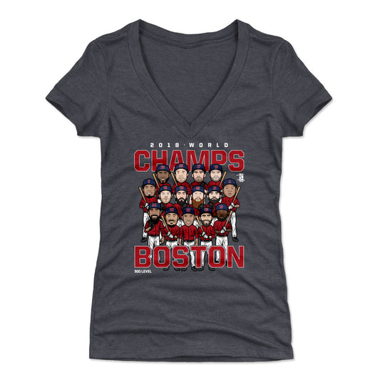 Boston Baseball 2018 World Champs WHT Womens V-Neck T Shirt 500 Level Officially Licensed Fan Gear