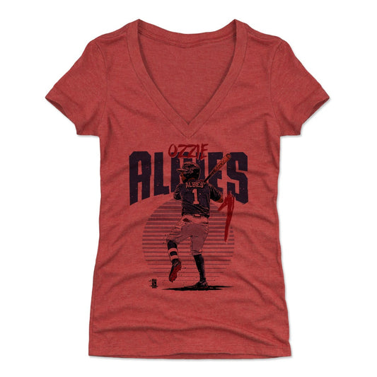 Ozzie Albies Rise B Womens V-Neck T Shirt 500 Level Officially Licensed Fan Gear