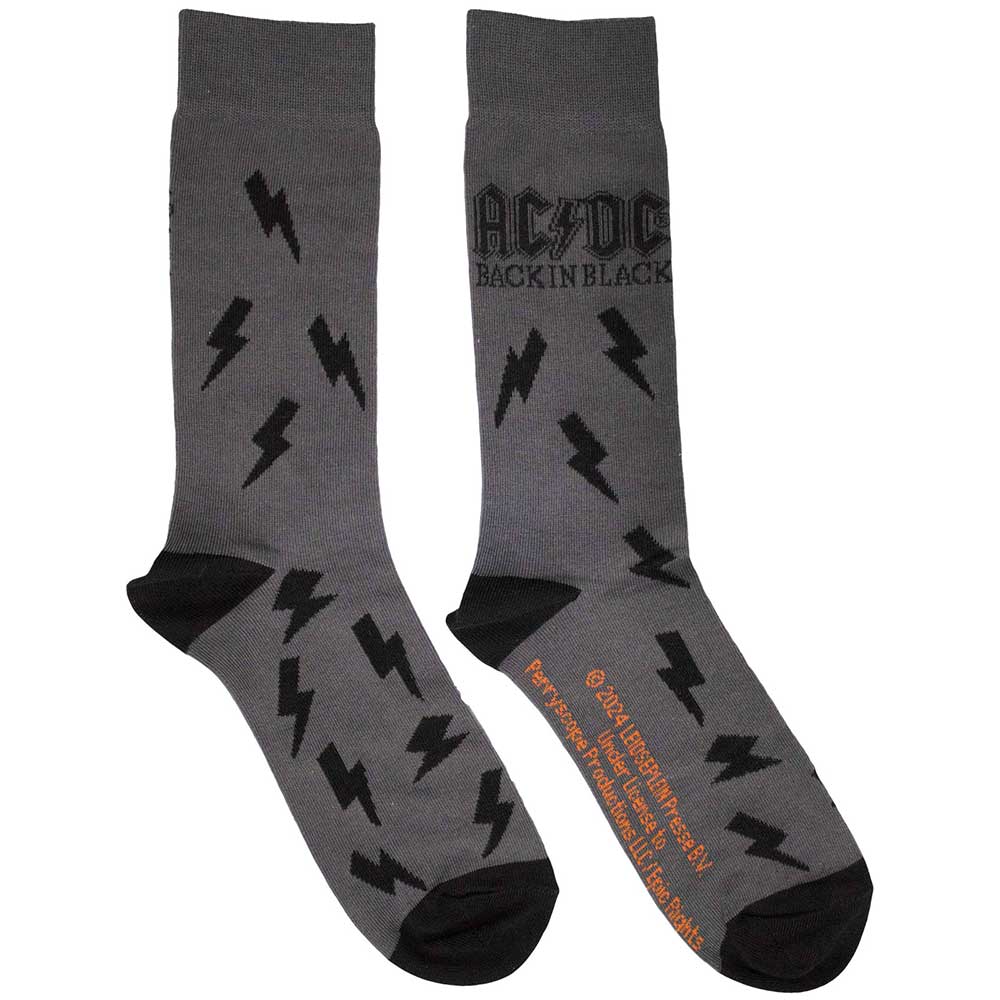 AC/DC Back in Black Bolts Socks Grey