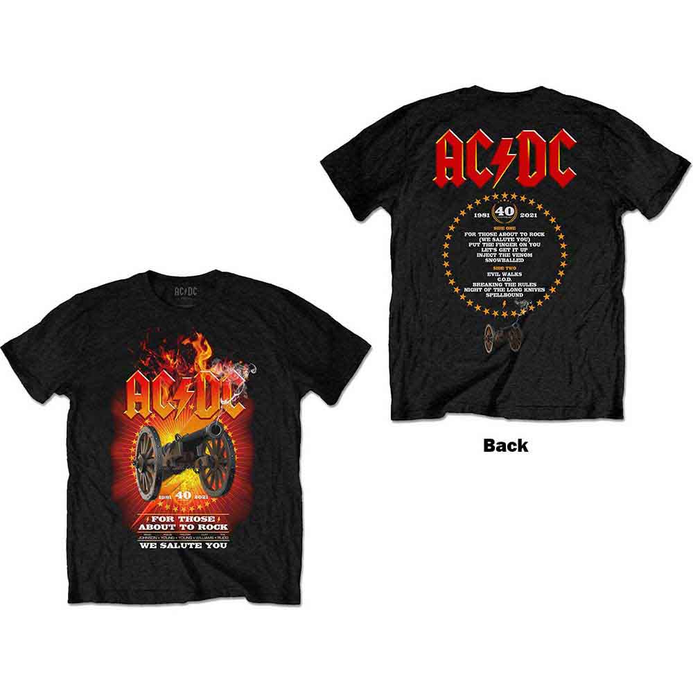 AC/DC FTATR 40th Flaming Mens T Shirt