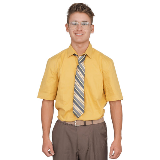 Adult Halloween Costume Office Schrute Short Sleeve T Shirt and Tie