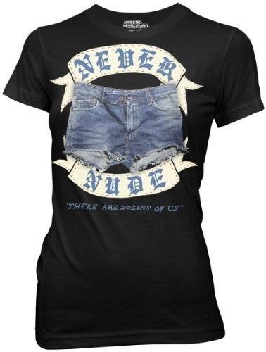 Arrested Development Never Nude Juniors Black T Shirt
