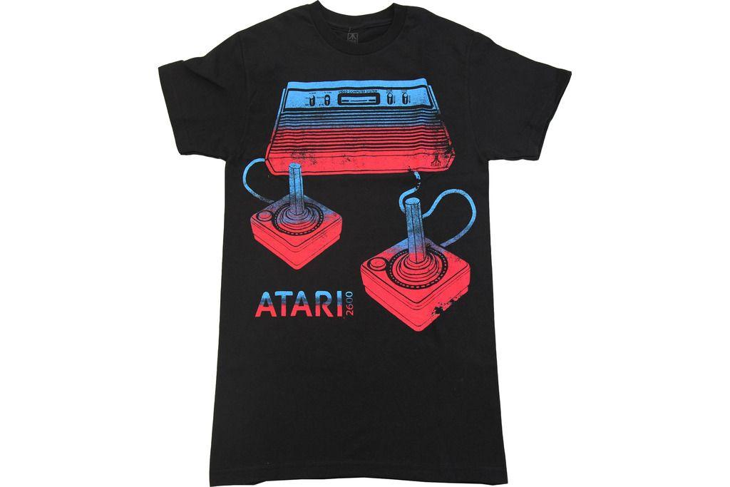 Atari Video Game Console And Joysticks Adult Black T Shirt
