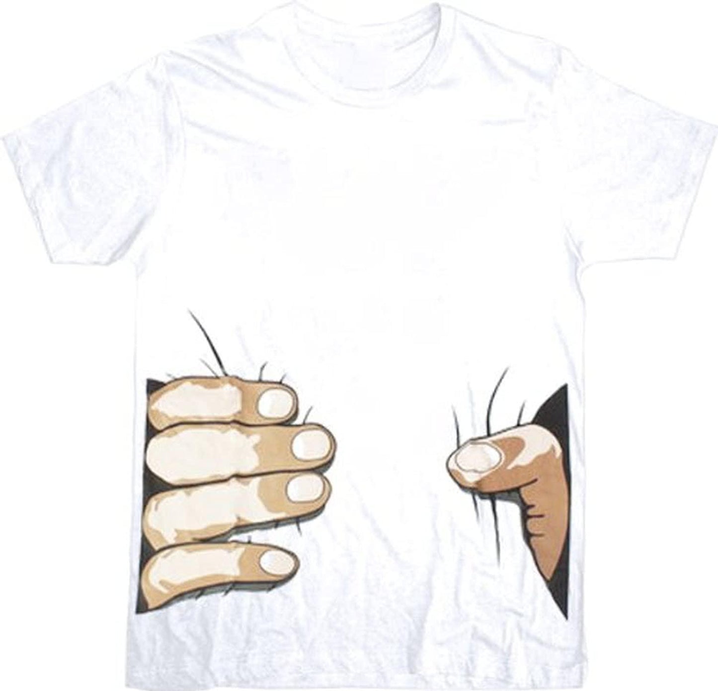 Big Hand Funny Squeeze White Men's T Shirt