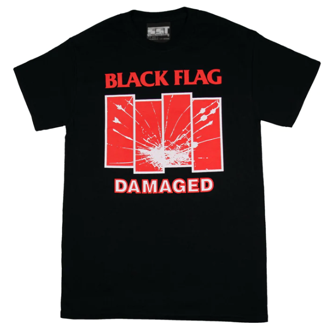 Black Flag Damaged Logo Black Mens T Shirt