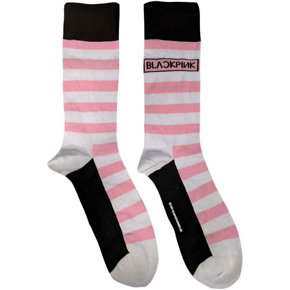 BLACKPINK Stripes & Logo Socks White
