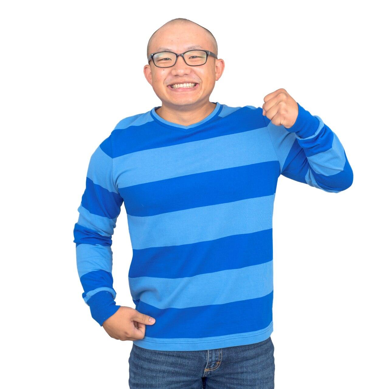 Blue and Detective Halloween Costume Blue Striped Shirt