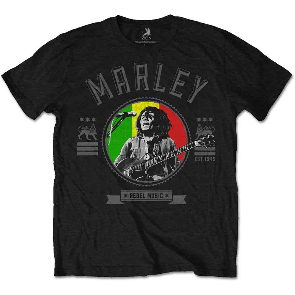 Bob Marley Rebel Music Seal Mens T Shirt