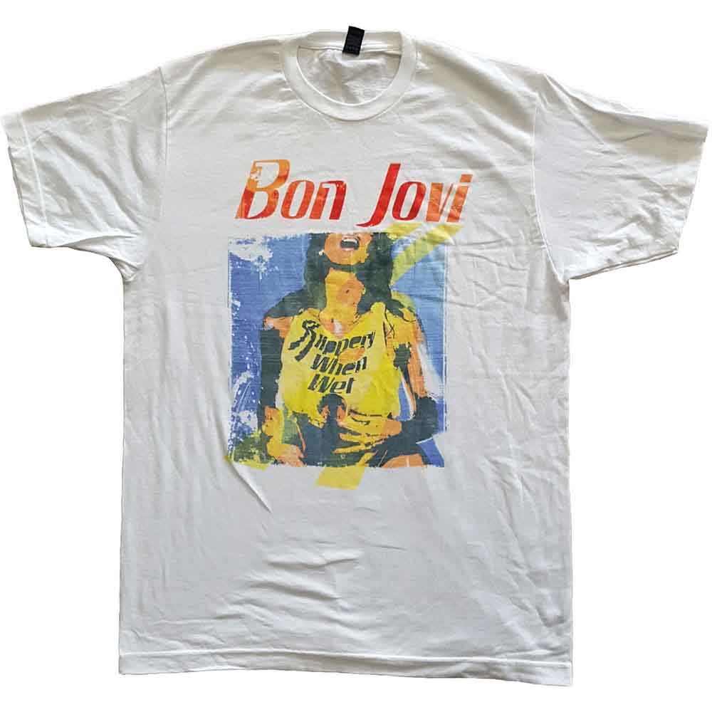 Bon Jovi Slippery When Wet Original Cover Mens T Shirt