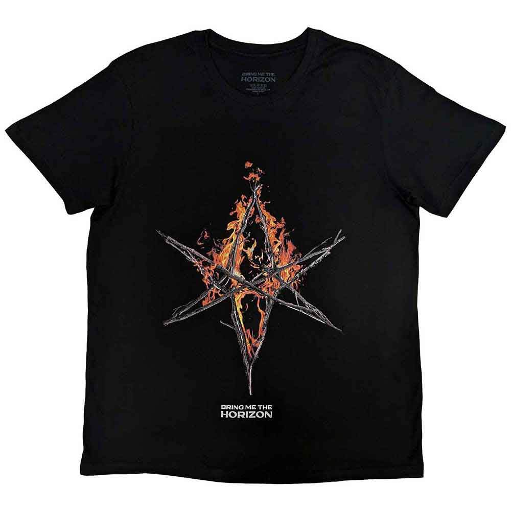 Bring Me The Horizon Flame Hex & Text Logo Mens T Shirt