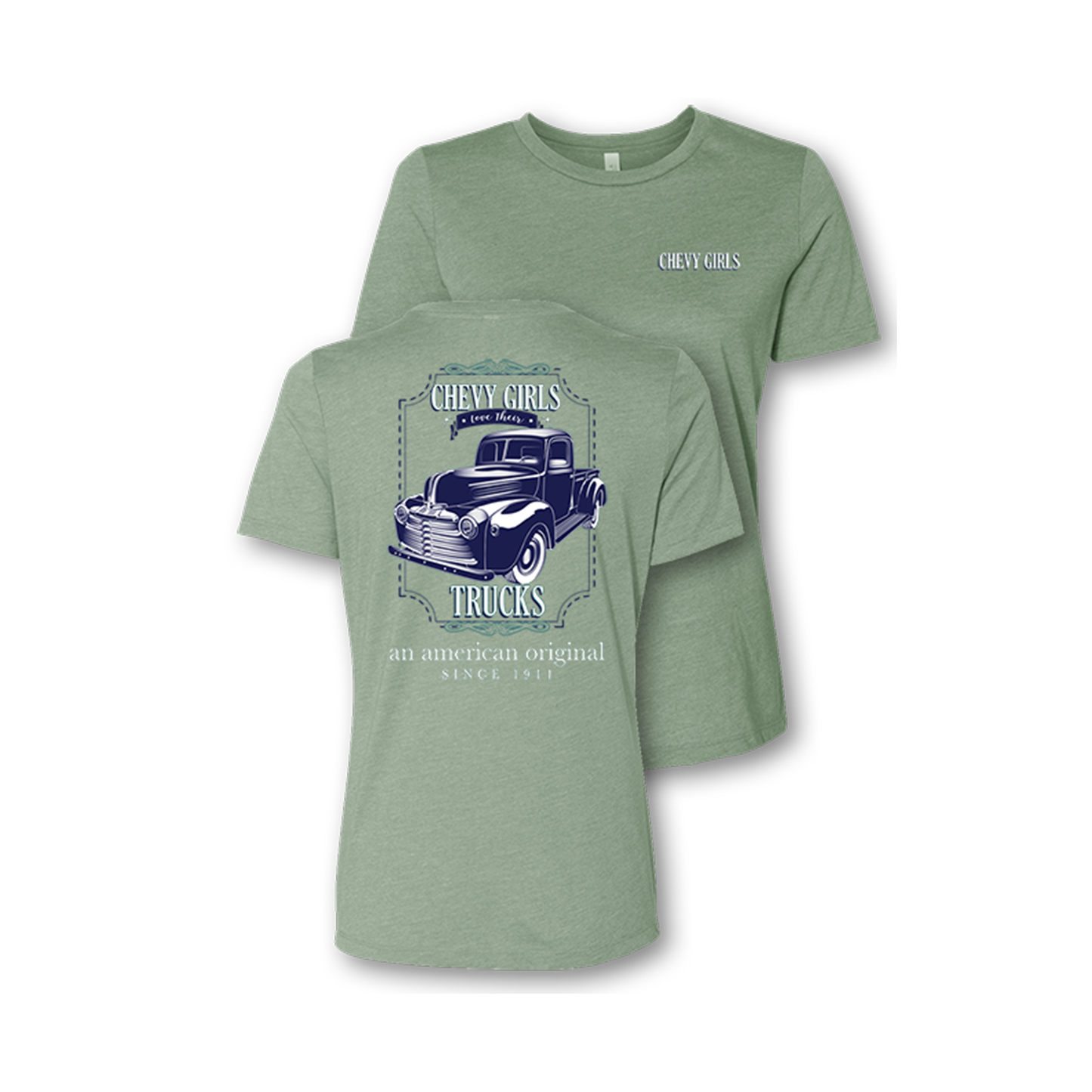 Chevy Trucks "Chevy Girls" Ladies Womens T Shirt Green