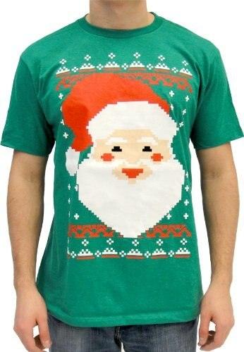 Christmas Big Santa Claus Face 8-Bit T Shirt