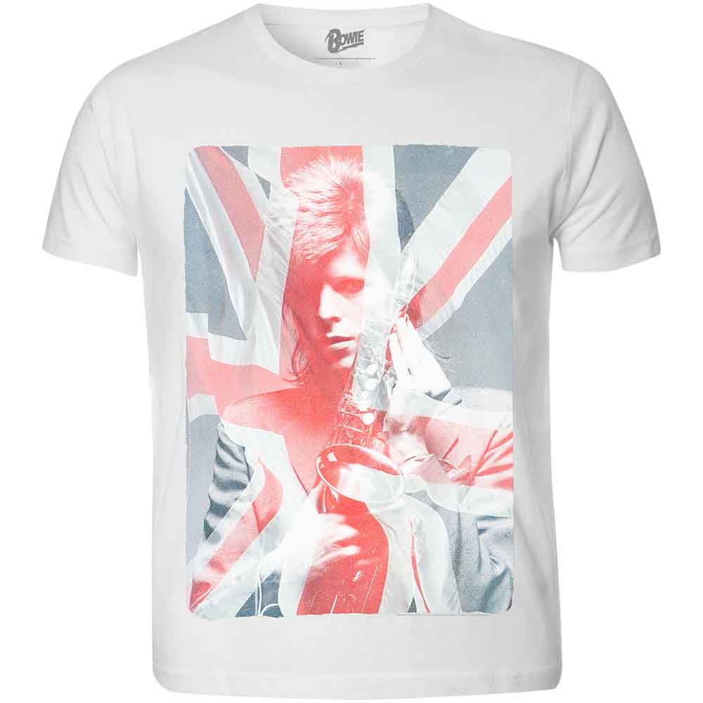 David Bowie Union Jack & Sax Mens T Shirt
