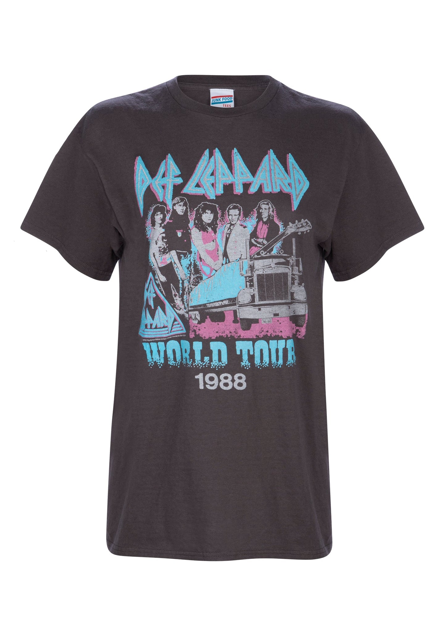 Def Leppard 1988 Tour Oversized Band Shirt Womens T Shirt Grey by Junk Food