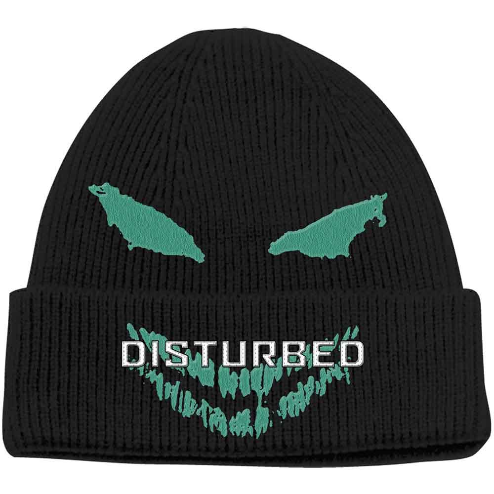 Disturbed Green Face Beanie Hat Black