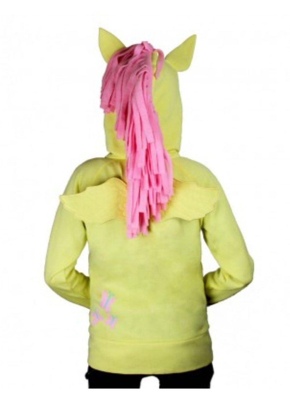 Fluttershy Pegasus Face Butter Yellow Hoodie with Mane and Wings