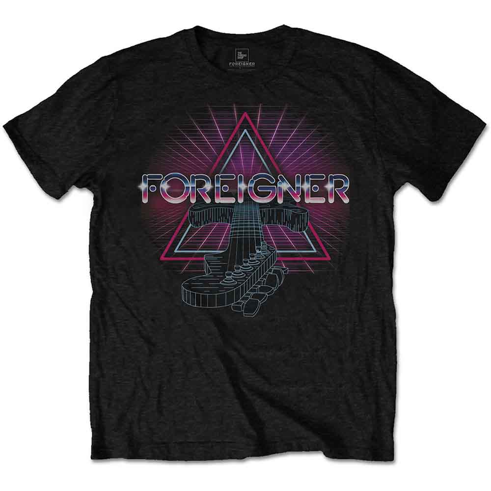 Foreigner Neon Guitar Mens T Shirt