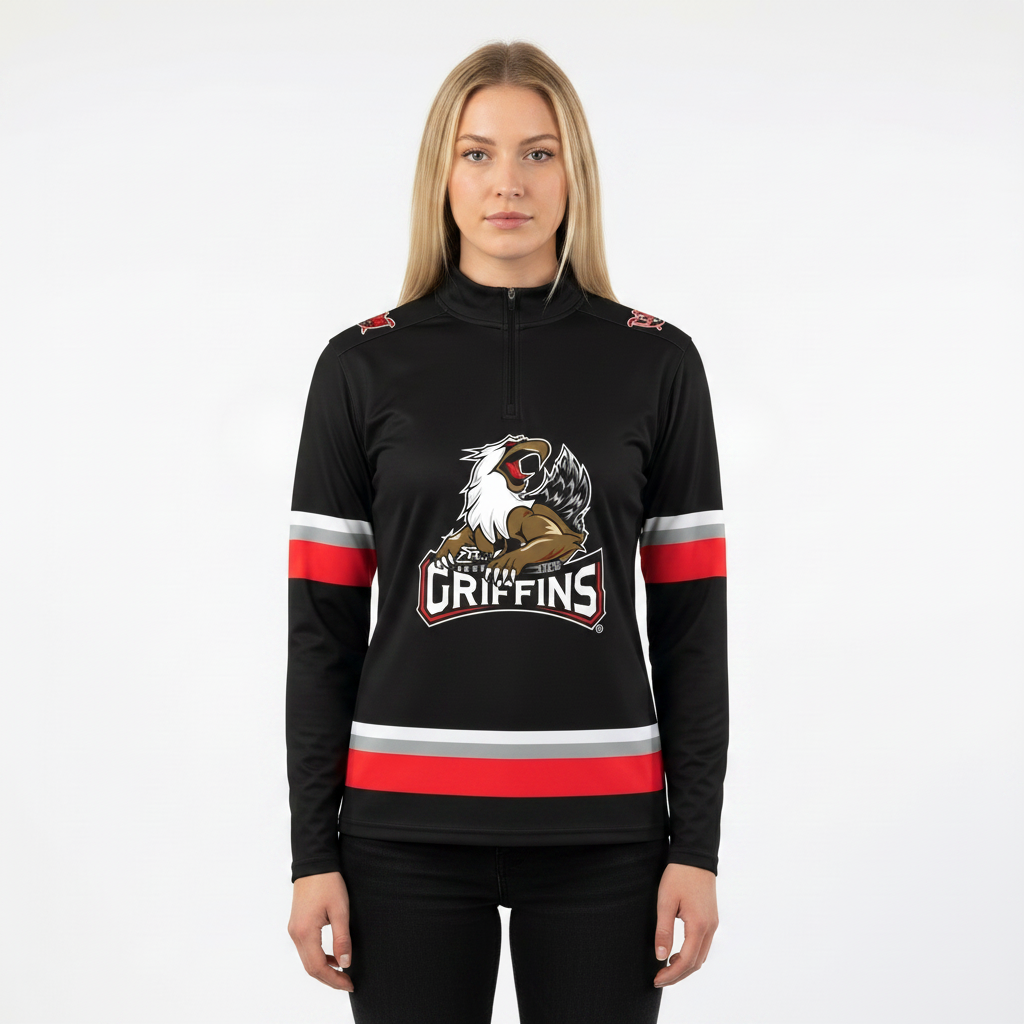Grand Rapids Griffins AHL Licensed Replica Performance 1/4 Zip Longsleeve Jersey Shirt