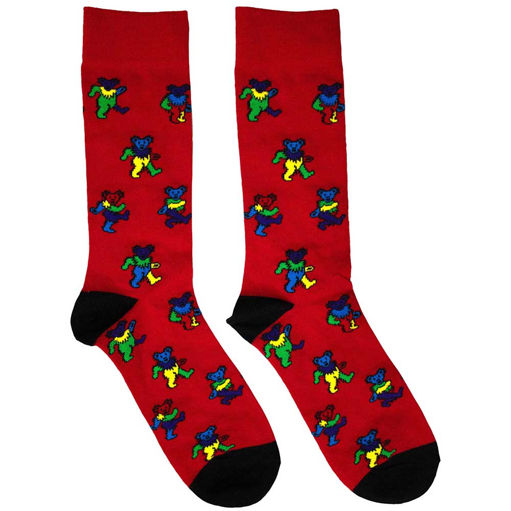 Grateful Dead Dancing Bears Socks Red
