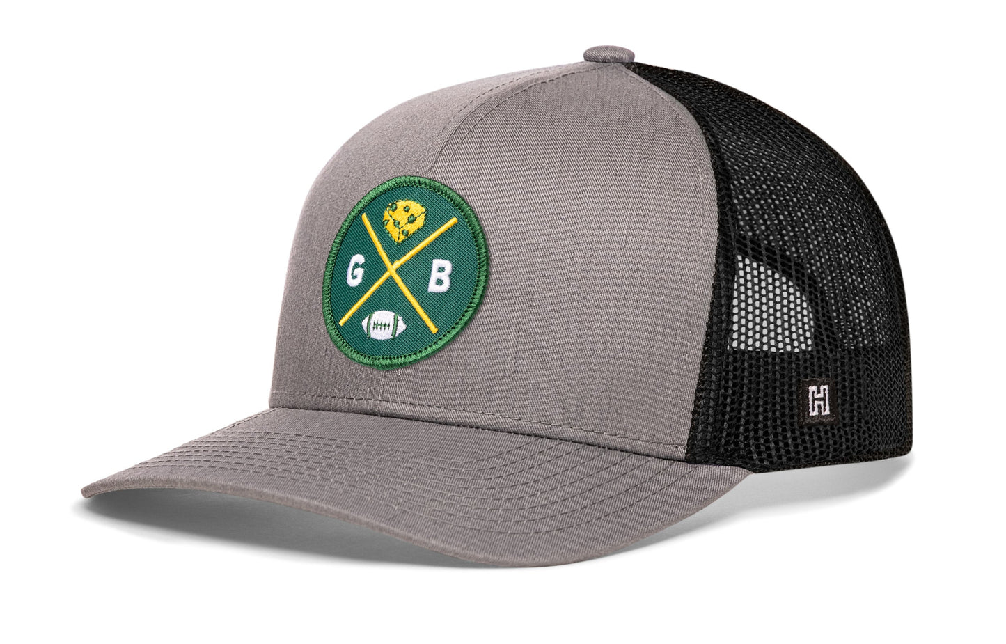 Green Bay Trucker Haka Hat Black GB Cheese X Football Snapback