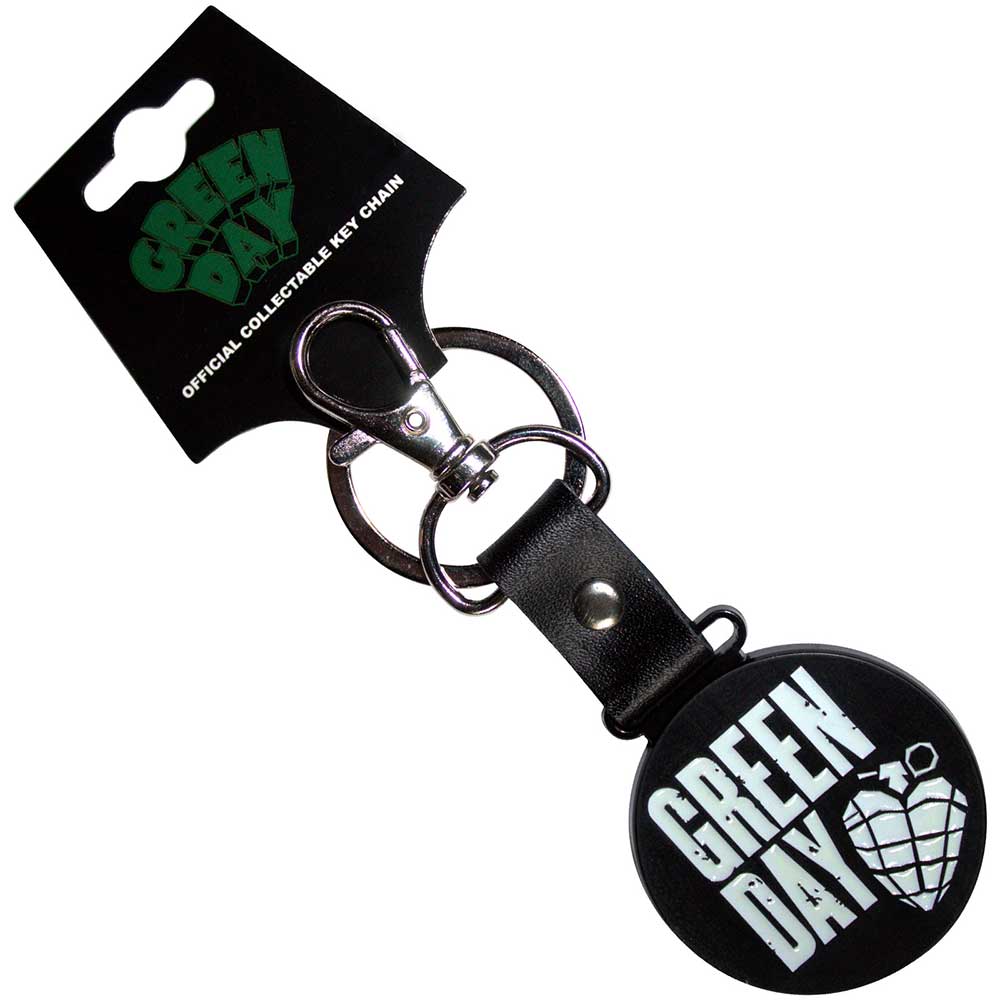 Green Day Stacked Logo & Grenade Circle Keychain