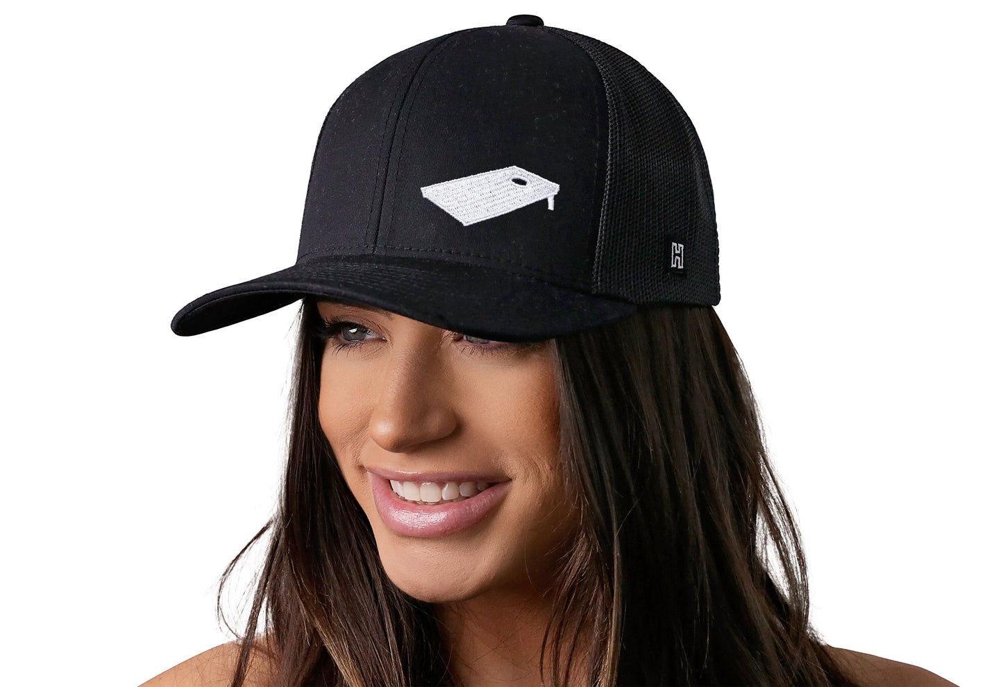 Cornhole Board Trucker Haka Hat Black Bags Snapback