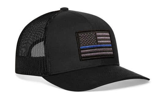 Thin Blue Line Trucker Haka Hat Black Police Tactical Snapback