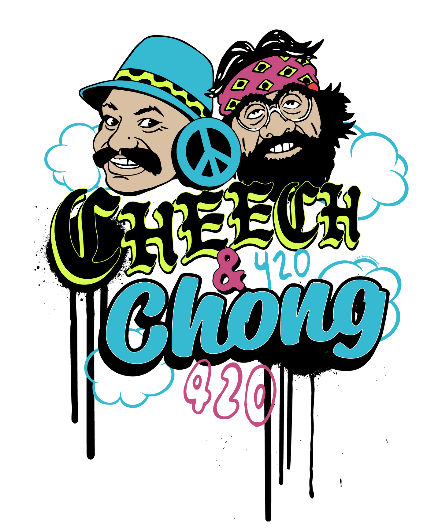 Cheech & Chong 420 Duo Peace Sign Mens T Shirt Grey