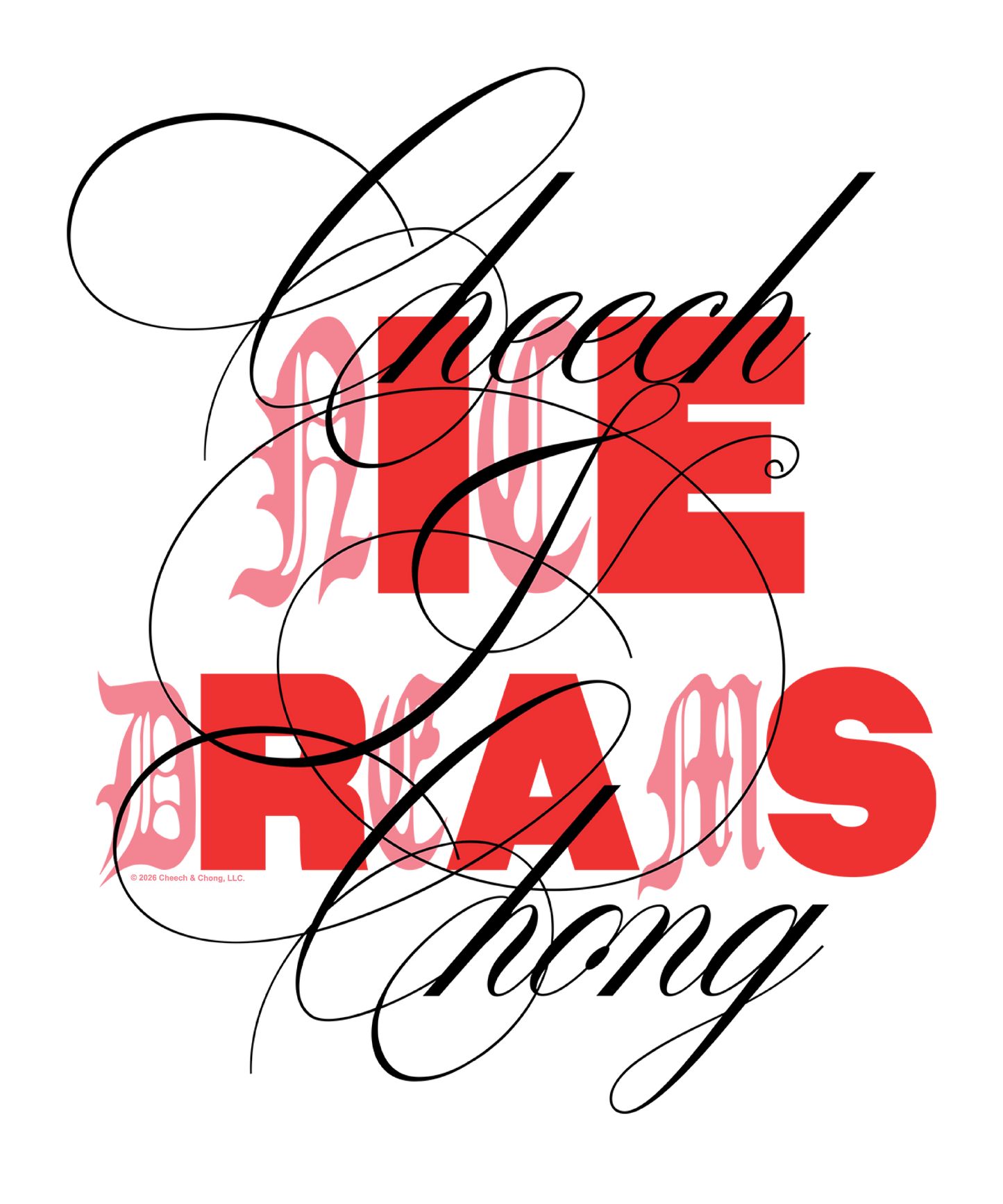 Cheech & Chong Nice Dreams Red Typography Mens T Shirt Light Blue