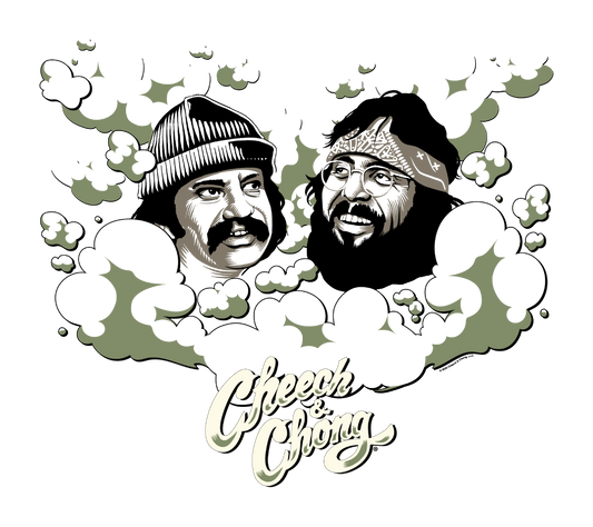 Cheech & Chong Faces Smoke Cloud Mens T Shirt Grey