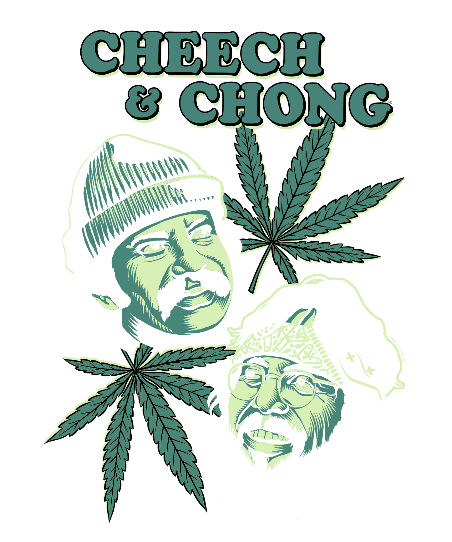 Cheech & Chong Duo Portrait Leaf Mens T Shirt Black