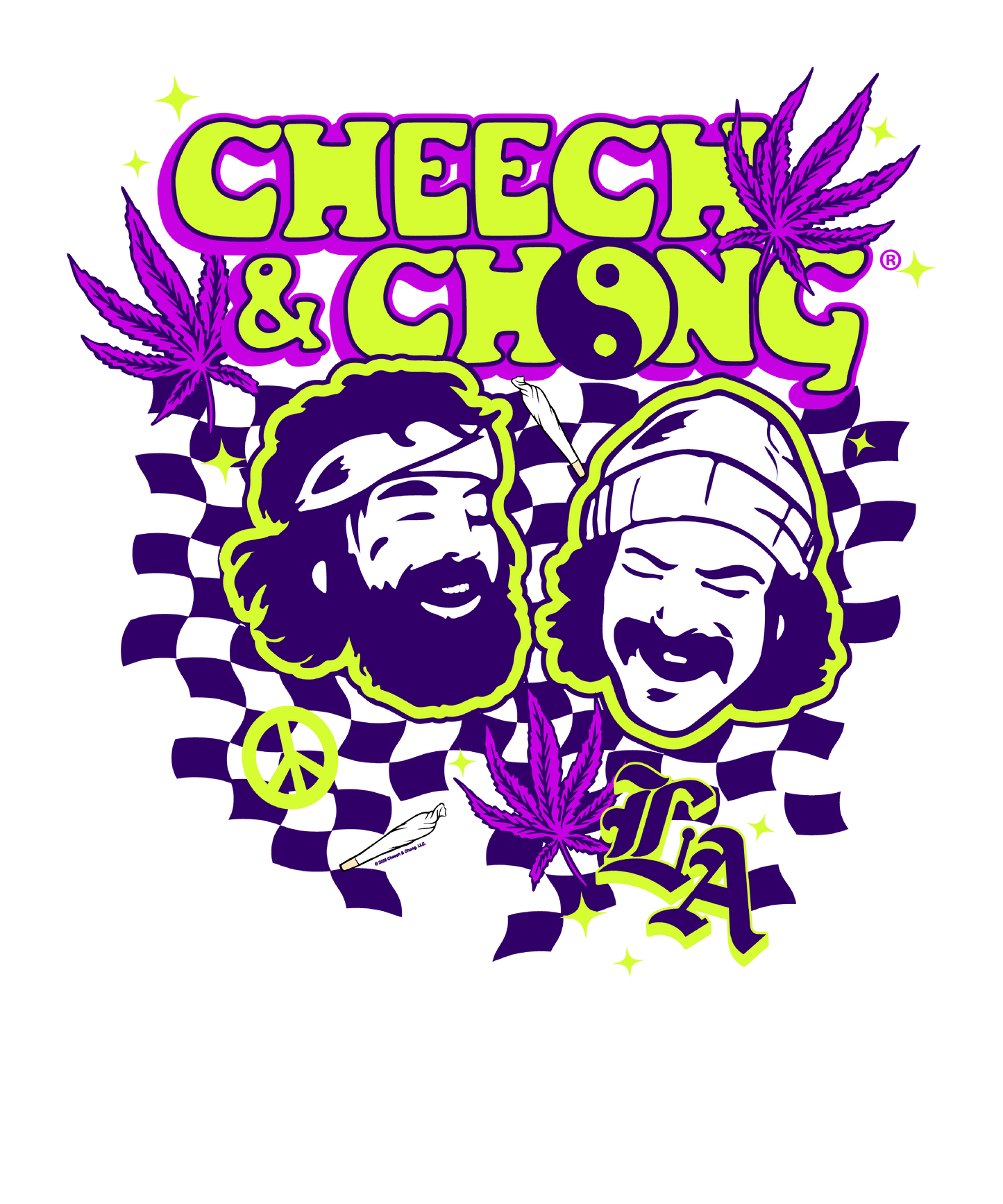 Cheech & Chong LA Yin Yang Mens T Shirt Charcoal Grey