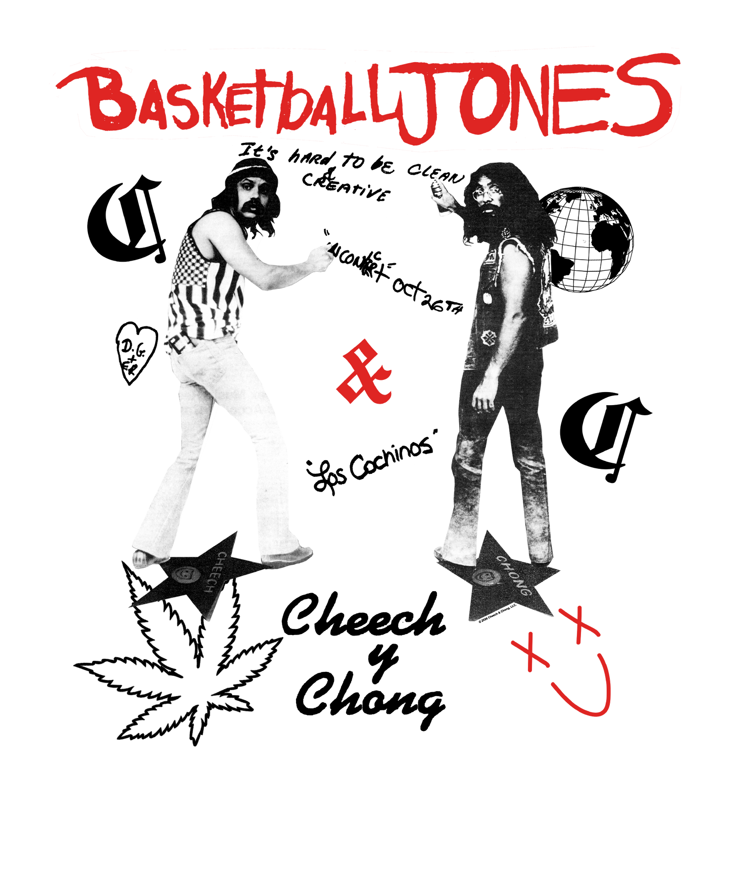 Cheech & Chong Basketball Jones Retro Mens T Shirt Grey