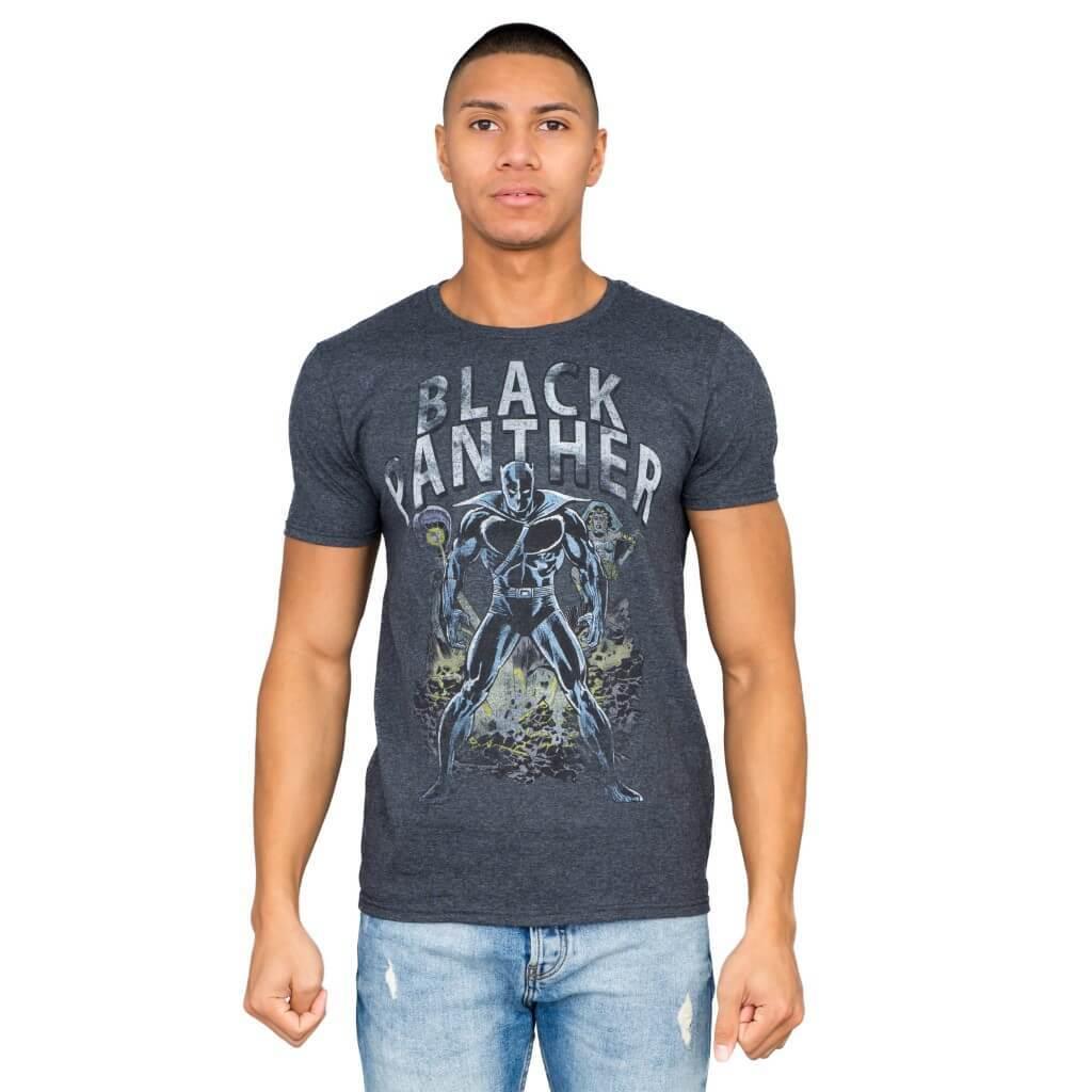 Marvel Comics Black Panther Comic Charcoal T Shirt