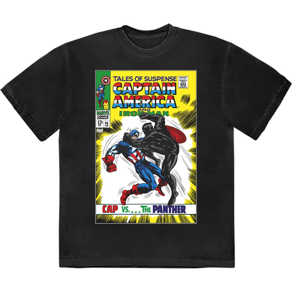 Marvel Comics Cap vs The Panther Comic Cover Mens T Shirt