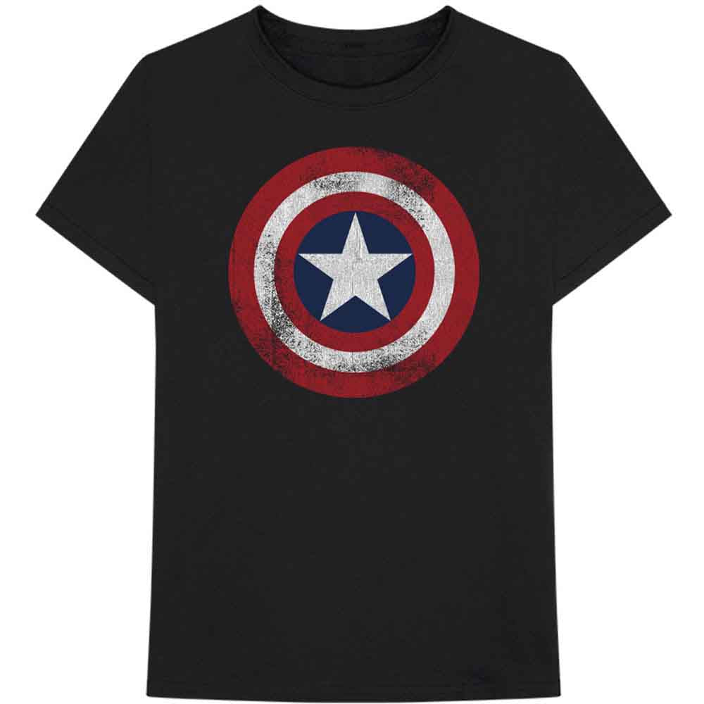 Marvel Comics Captain America Distressed Shield Mens T Shirt