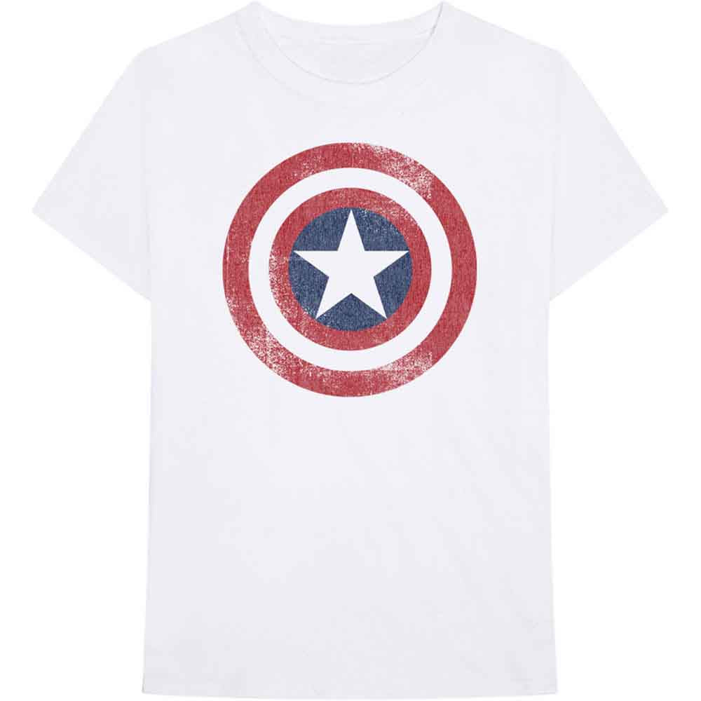 Marvel Comics Captain America Distressed Shield Mens T Shirt