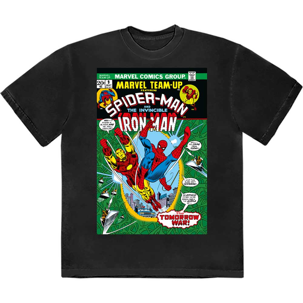 Marvel Comics Spiderman & Iron Man Comic Cover Mens T Shirt