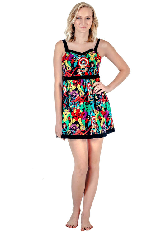 Marvel Super Heroes All Over Sweetheart Dress