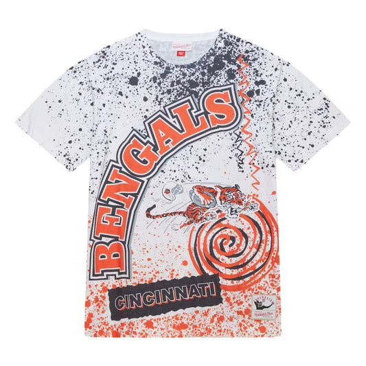 Cincinnati Bengals - Mitchell and Ness Team Burst Sublimated Short Sleeve Mens T Shirt White