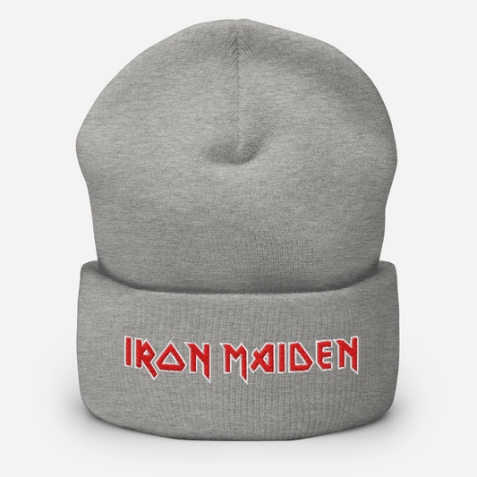 Iron Maiden Embroidered Beanie Hat Grey