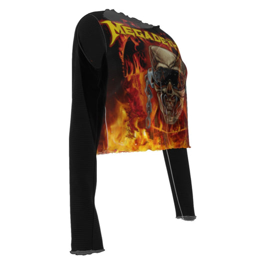 Megadeth Flaming Vic Women's Mesh Top T Shirt