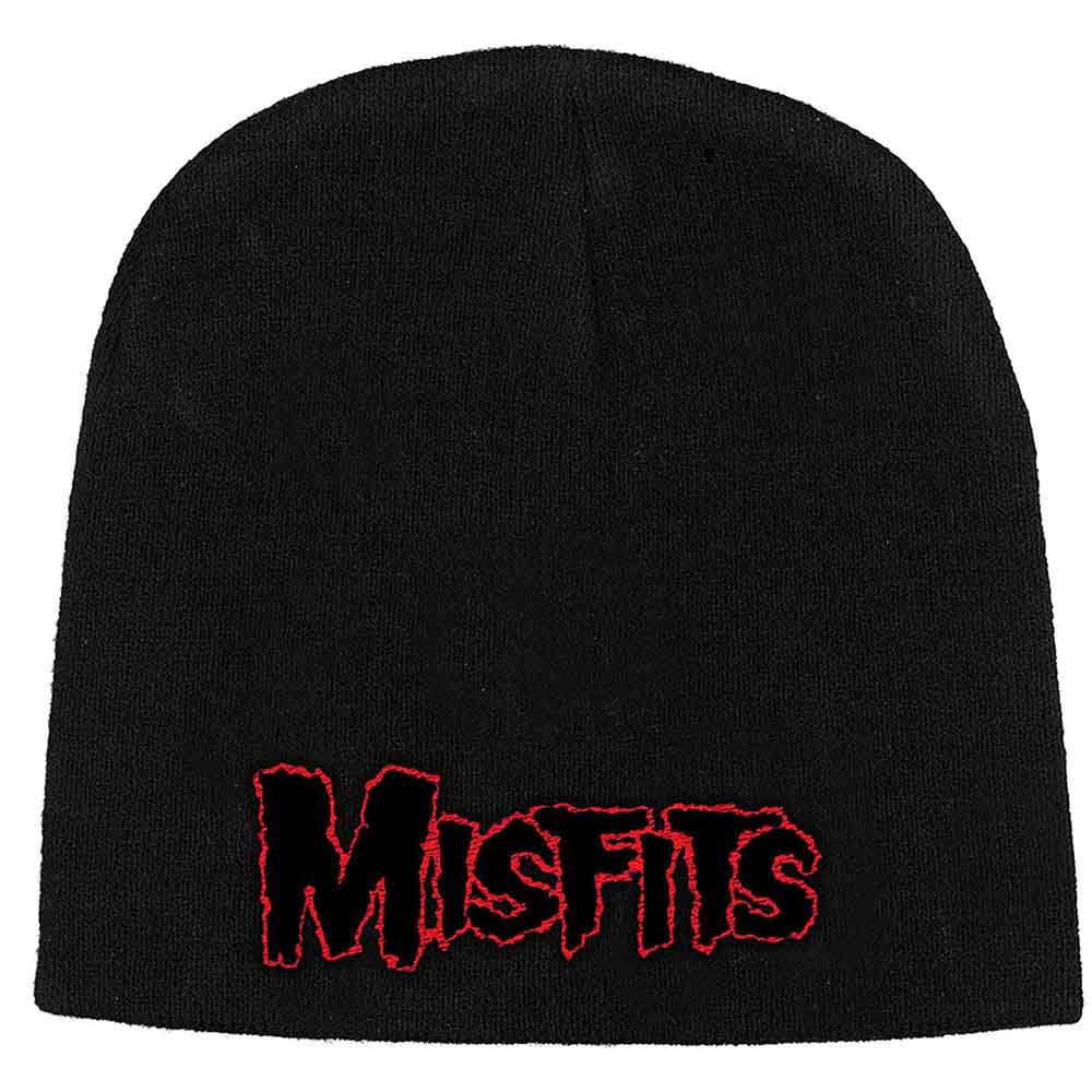Misfits Red Logo Beanie Hat Black