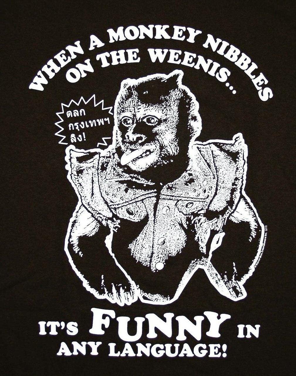 Monkey Nibbles on the Weenis Funny T Shirt