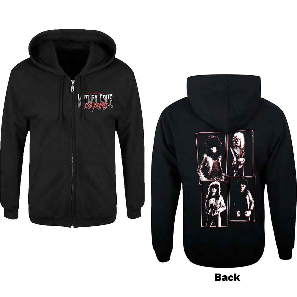 Motley Crue 40 Years Zip Up Sweatshirt Hoodie Black