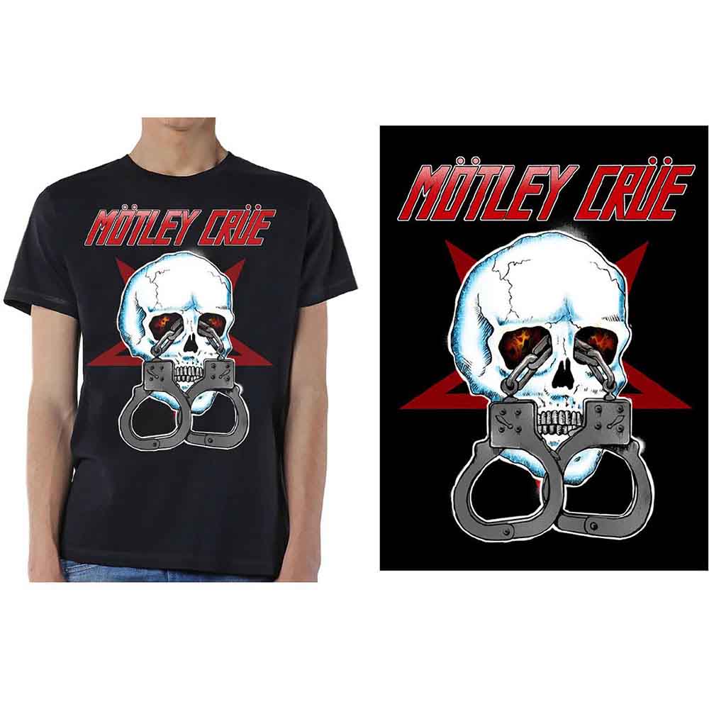Motley Crue Skull Cuffs 2 Mens T Shirt