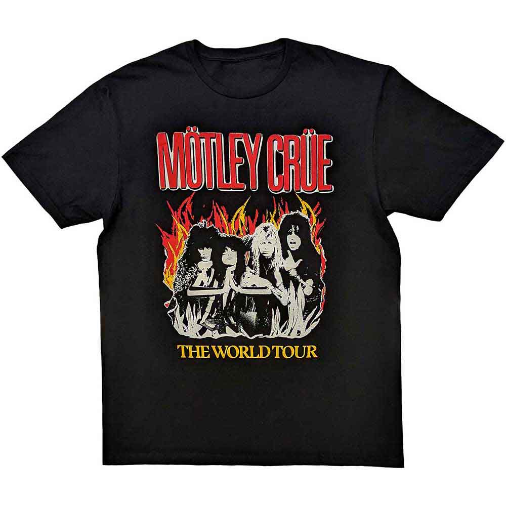 Motley Crue Vintage World Tour Flames Mens T Shirt