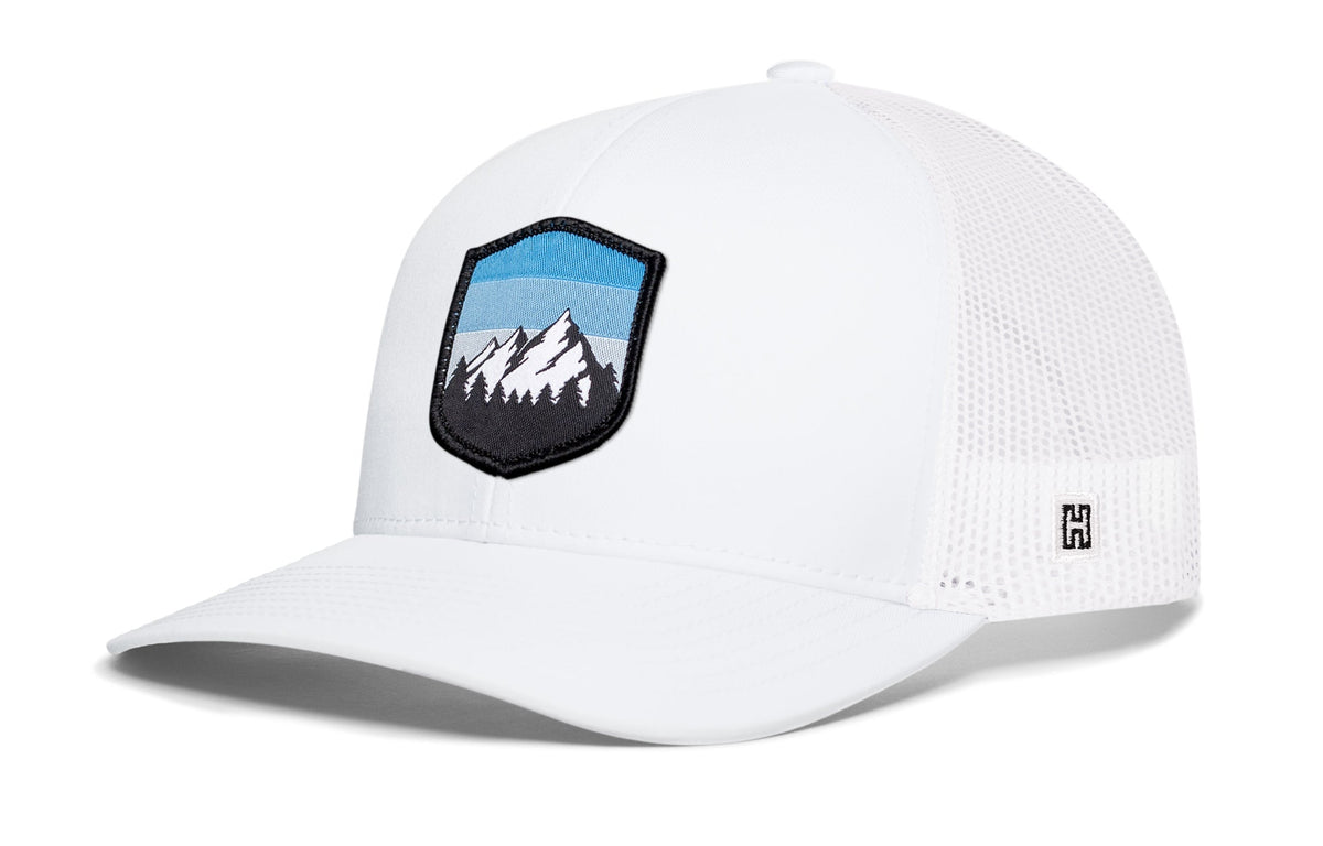 Mountains and Sky Trucker Haka Hat Black Outdoors Snapback